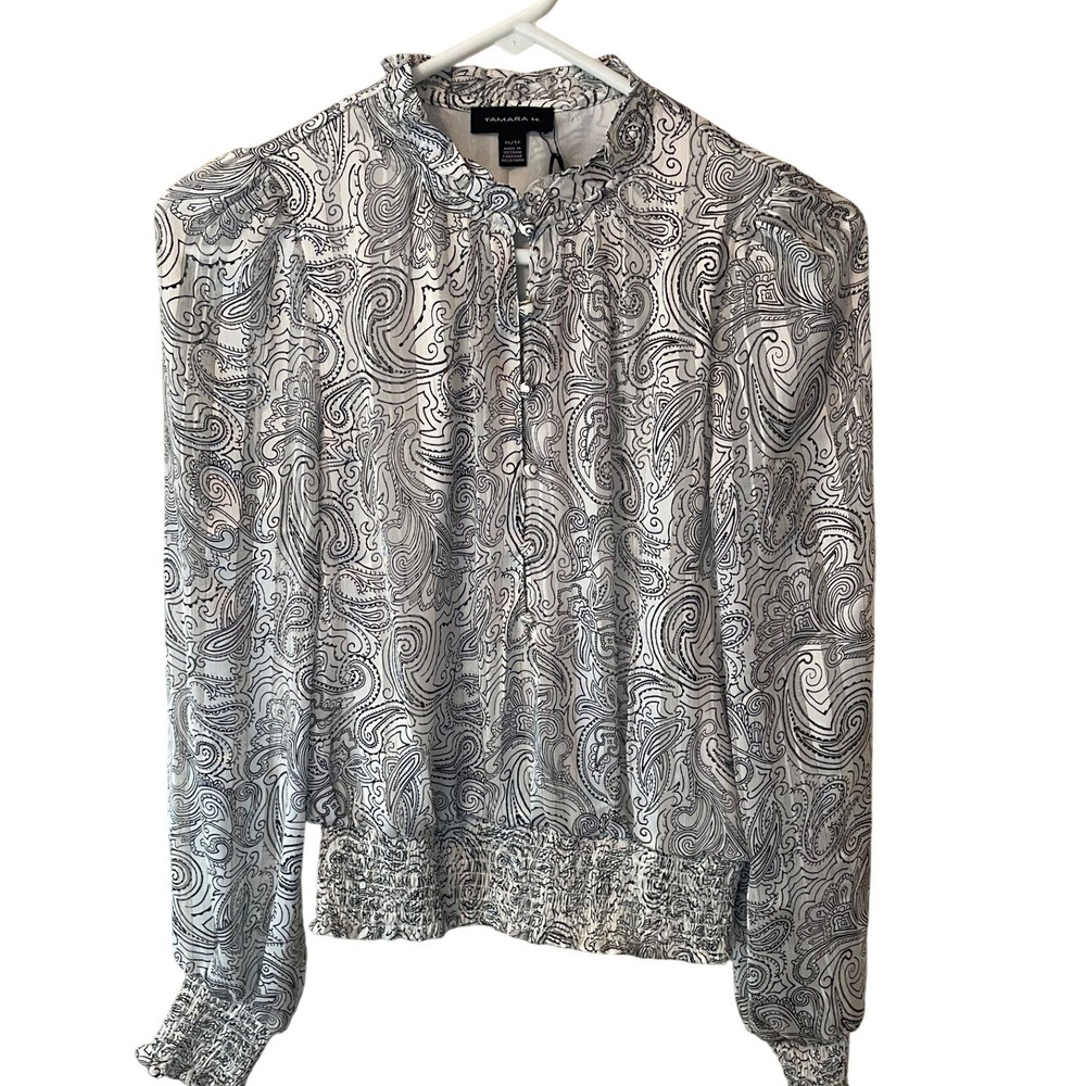 Tamara H Paisley Smocked Blouse XS NWT Feminine Boho Ruffles Cottagecore Office